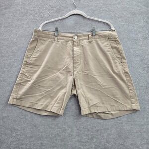 Bonobos Men Shorts 34 Beige Chino Mid RIse Pockets Spandex 7" Inseam‎ READ